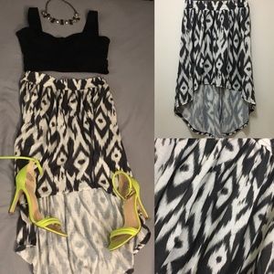 Aztec Tribal Print Hi Lo Skirt